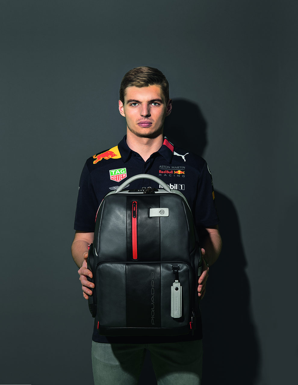 Max Verstappen with Piquadro Brief backpack